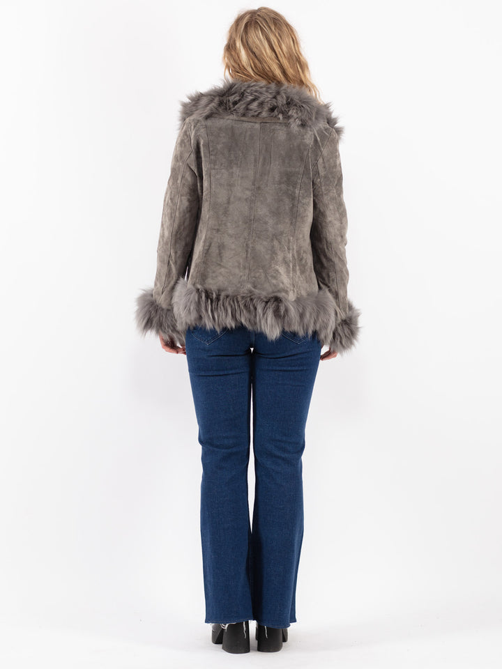 Vintage 90's Women Suede Jacket in Gray