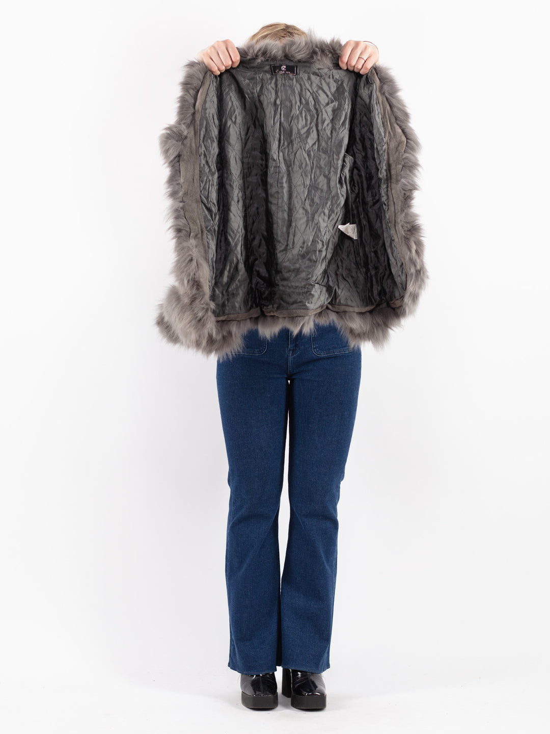 Vintage 90's Women Suede Jacket in Gray