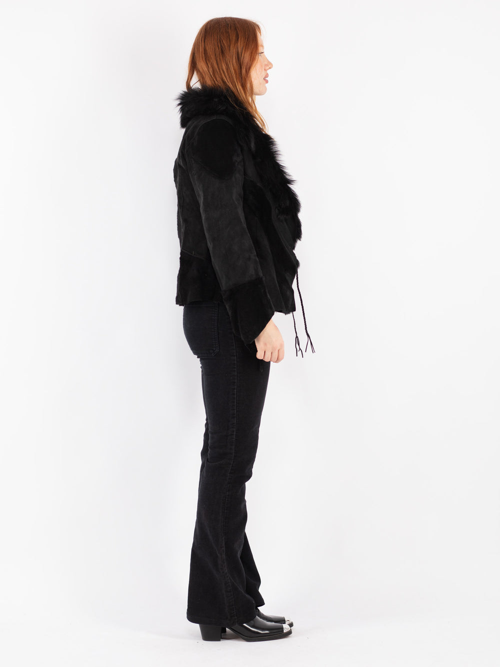 Vintage 90's Women Suede Jacket in Black
