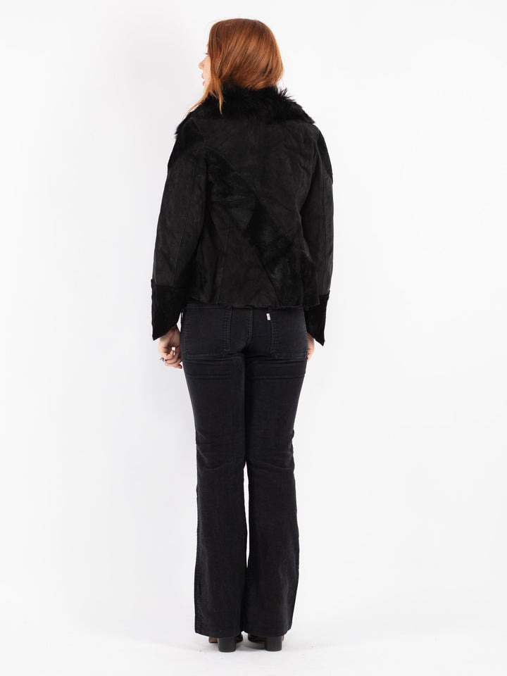 Vintage 90's Women Suede Jacket in Black