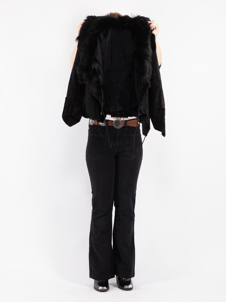 Vintage 90's Women Suede Jacket in Black