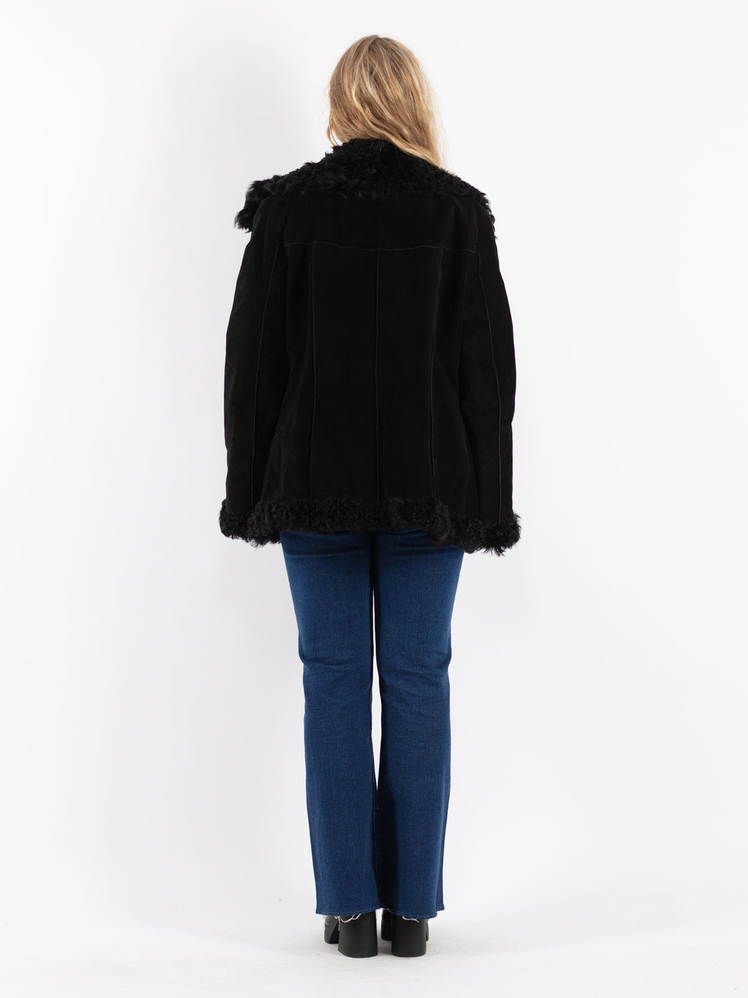 Vintage 90's Women Suede Jacket in Black