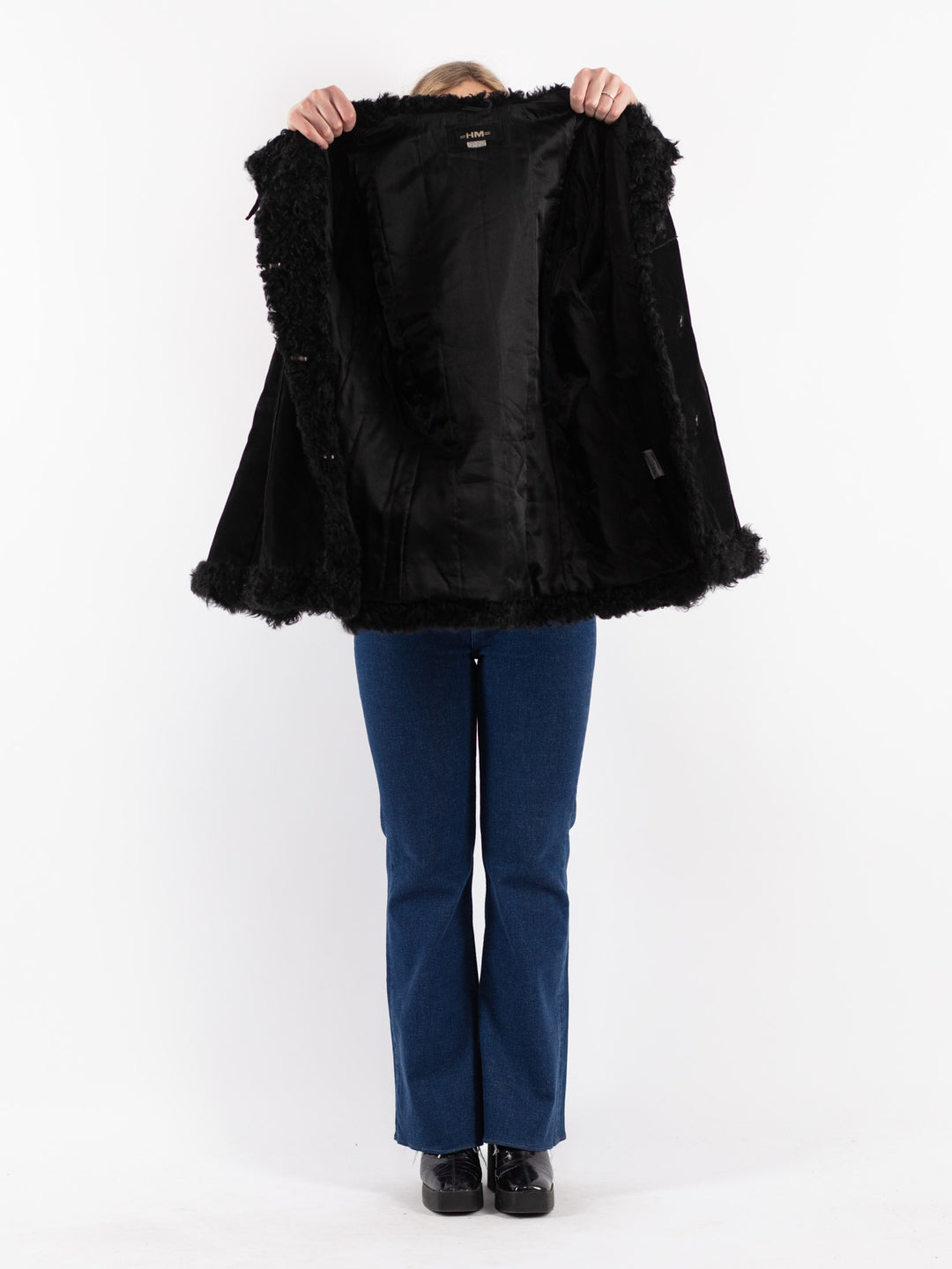 Vintage 90's Women Suede Jacket in Black