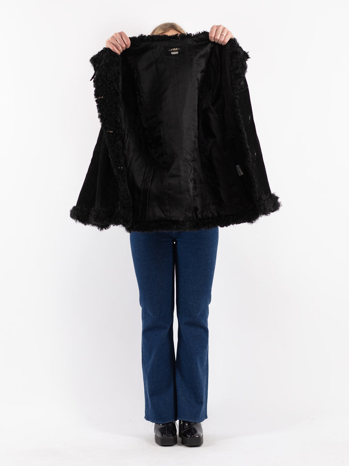 Vintage 90's Women Suede Jacket in Black