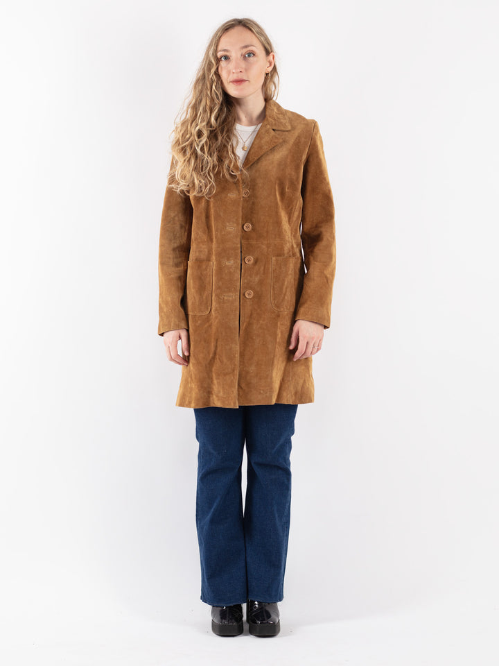 Vintage 90's Women Suede Jacket in Brown