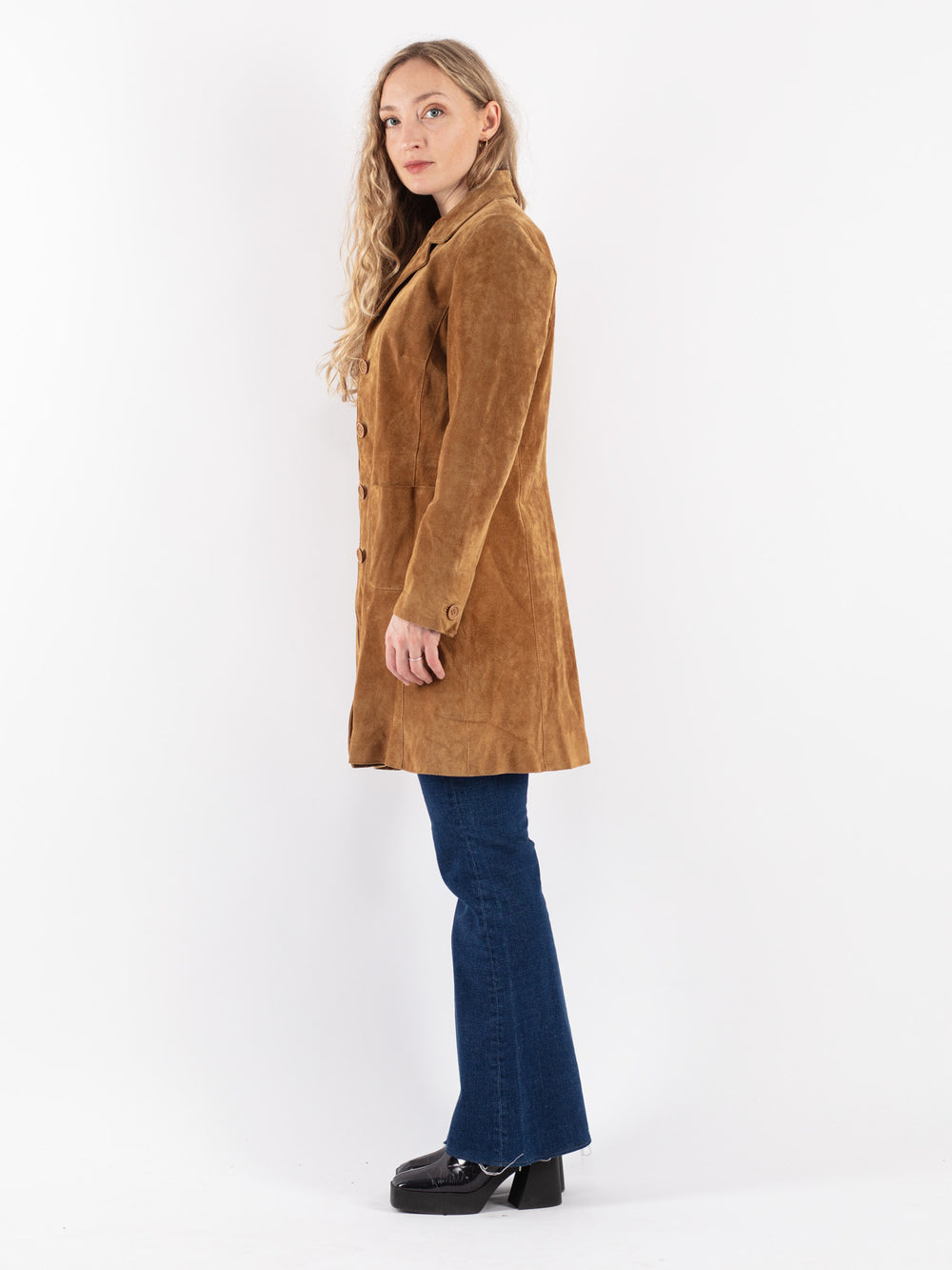 Vintage 90's Women Suede Jacket in Brown