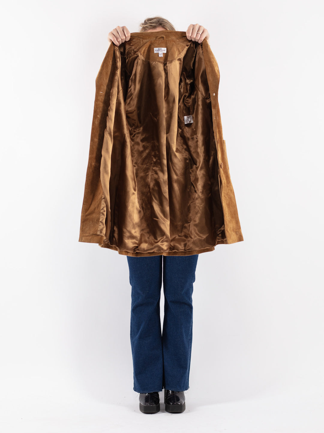 Vintage 90's Women Suede Jacket in Brown