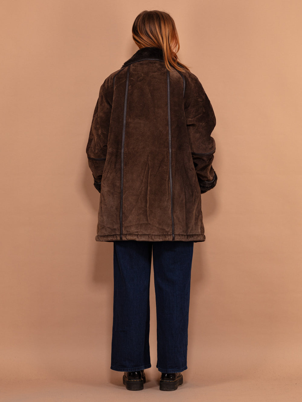Vintage 90's Suede Sherpa Coat in Brown - NorthernGrip