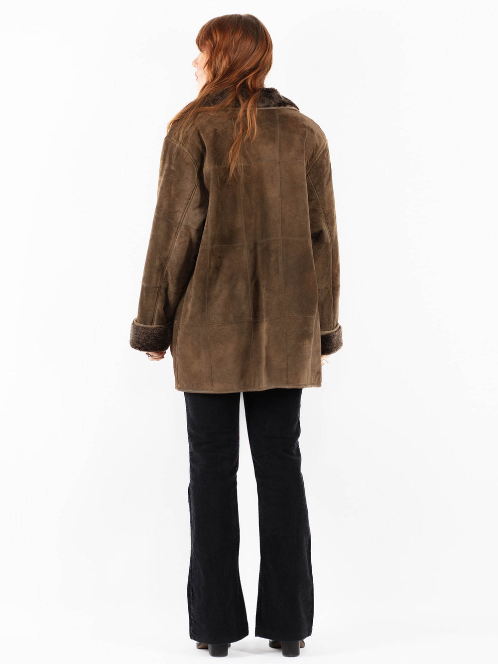 Vintage 90's Women Suede Sherpa Coat in BrownV9752