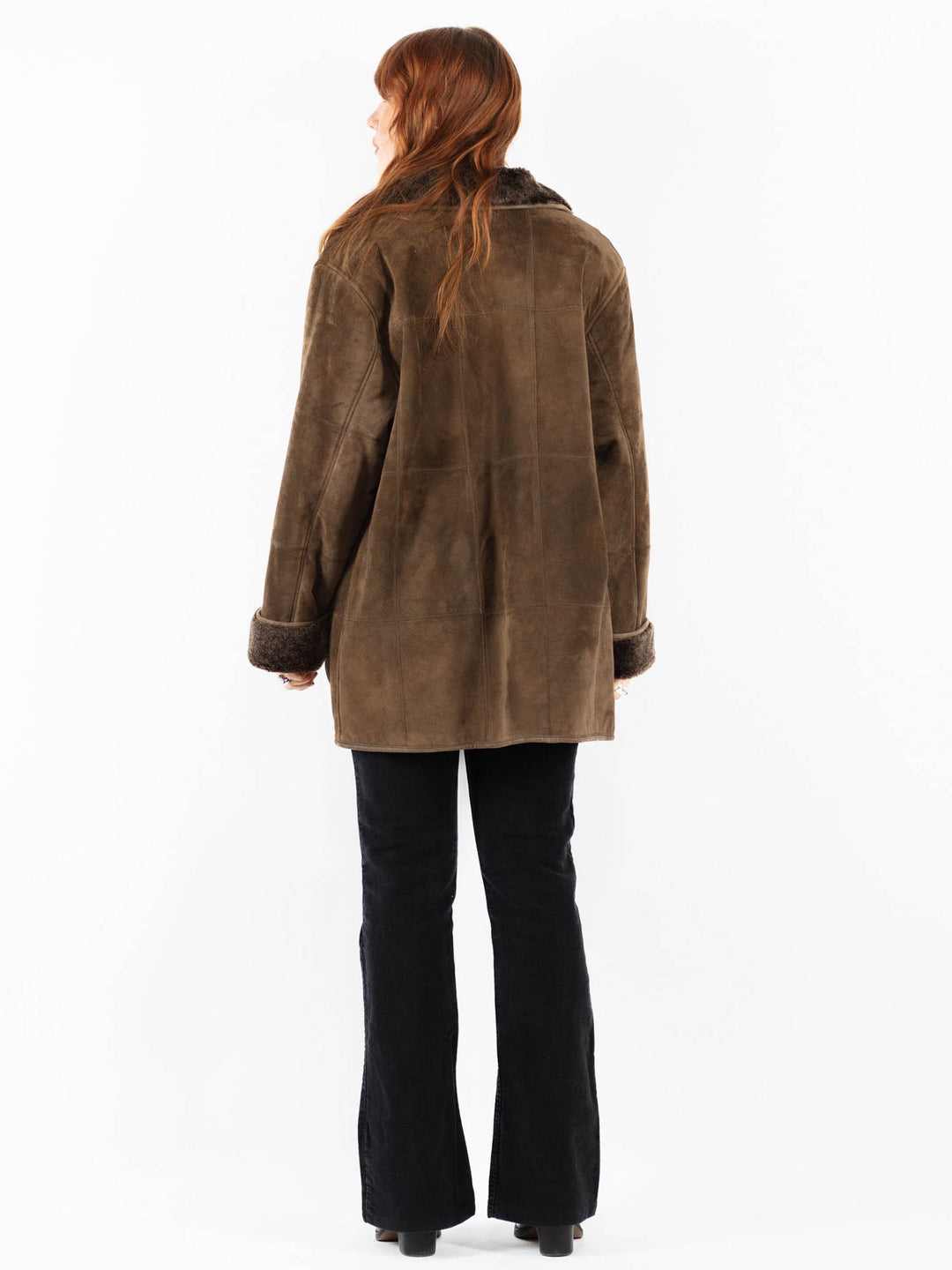 Vintage 90's Women Suede Sherpa Coat in BrownV9752
