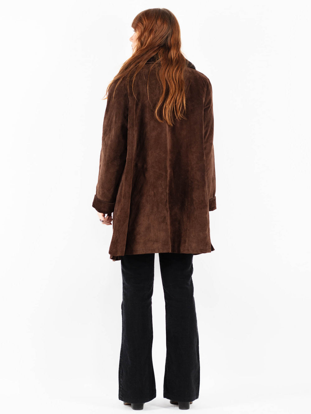Vintage 90's Women Suede Sherpa Coat in BrownV9766