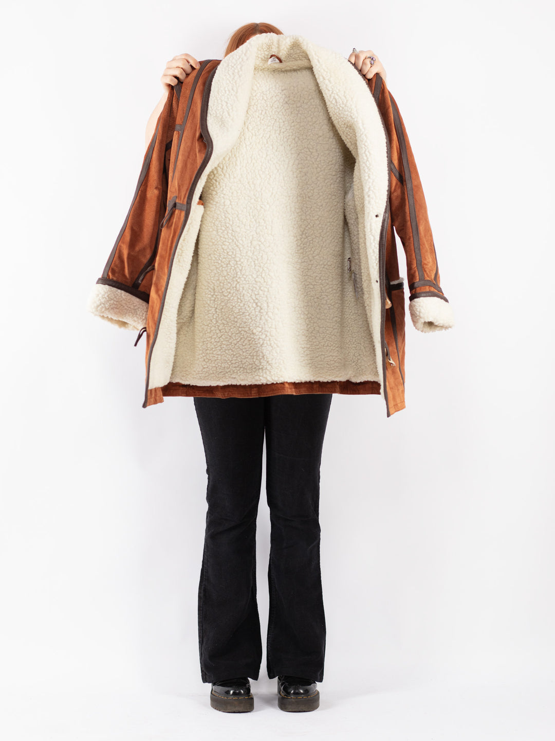 Vintage 90's Women Suede Sherpa Coat in Brown
