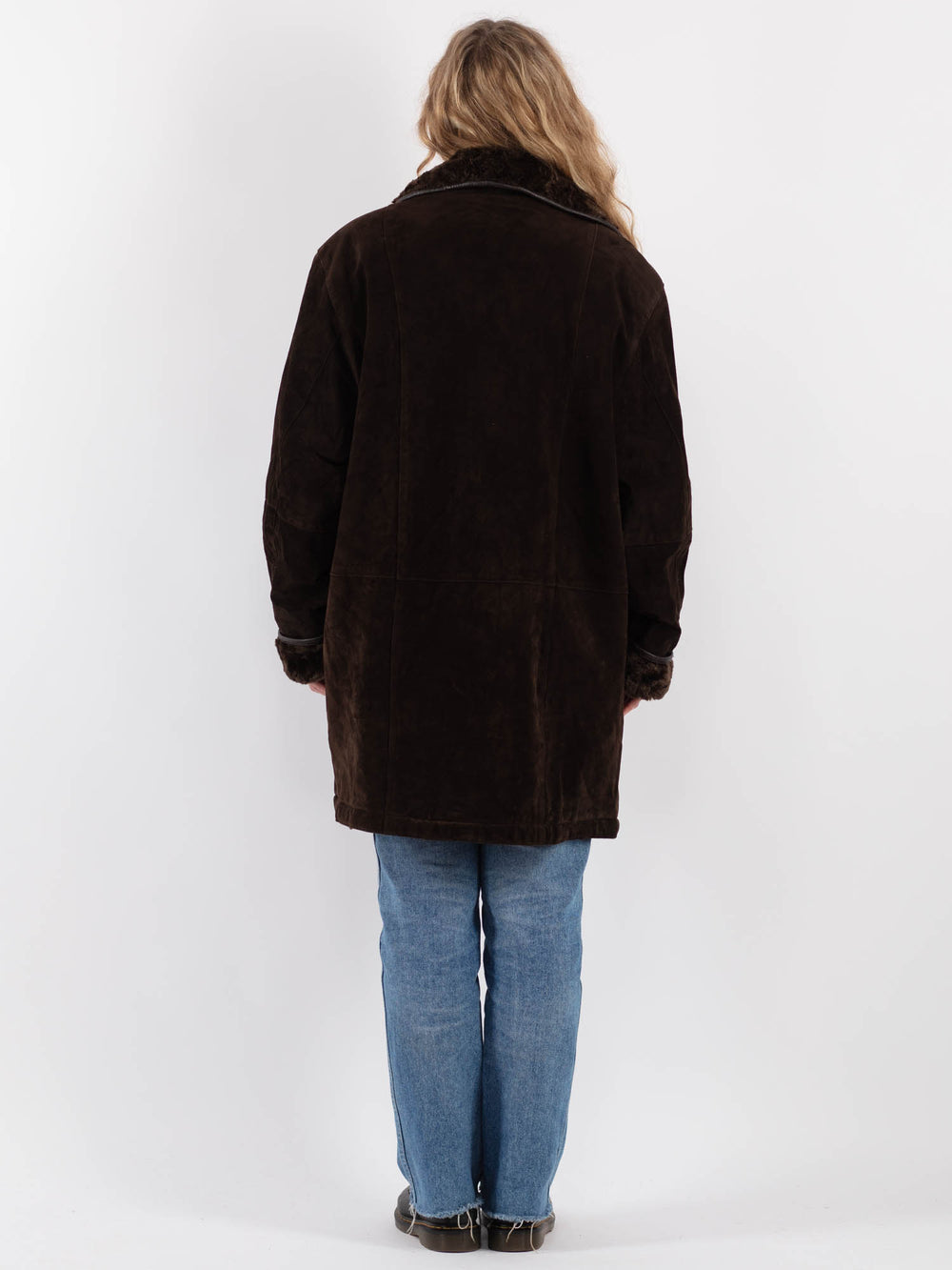 Vintage 90's Women Suede Sherpa Coat in BrownV9262