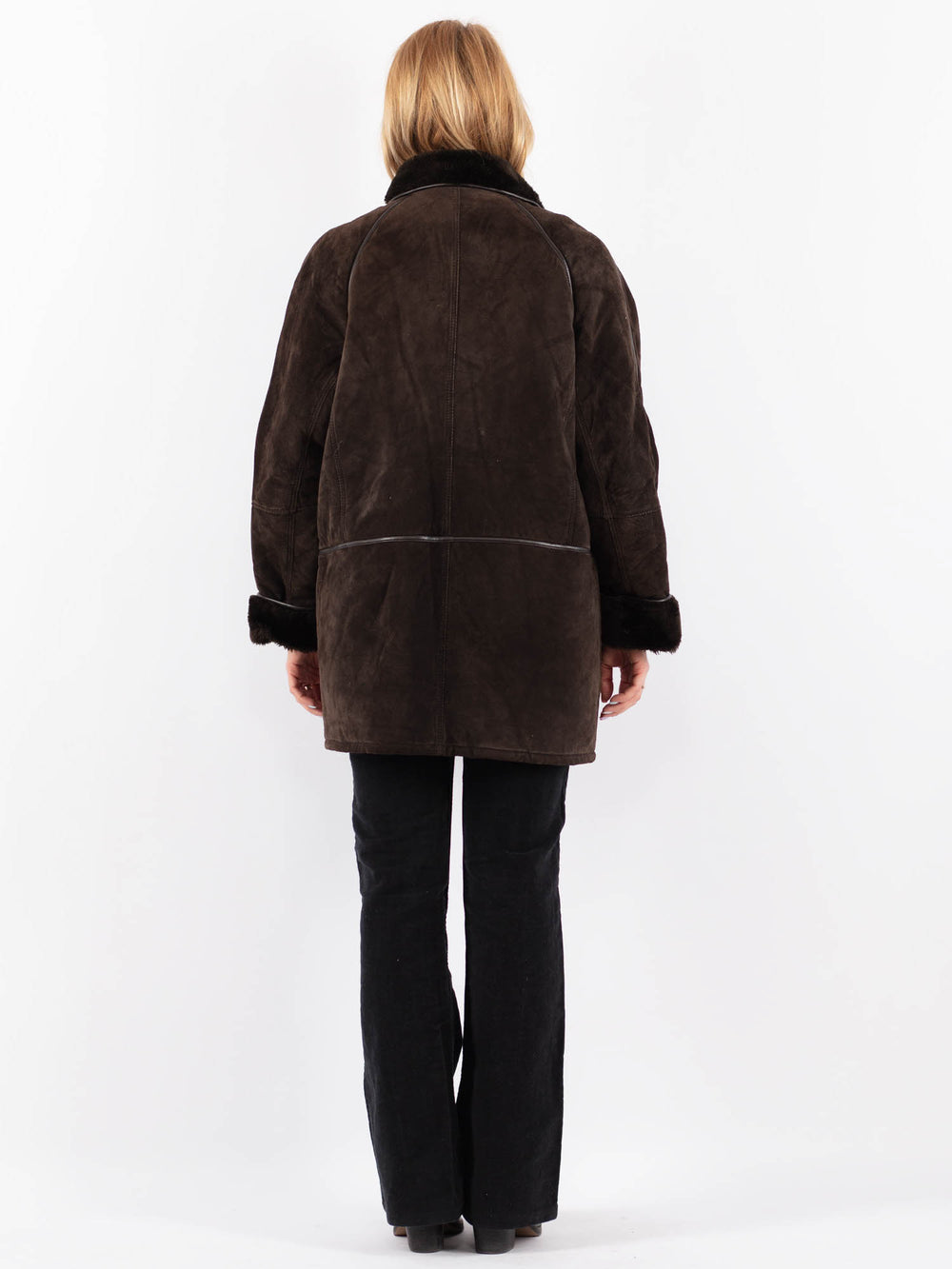 Vintage 90's Women Suede Sherpa Coat in BrownV9703