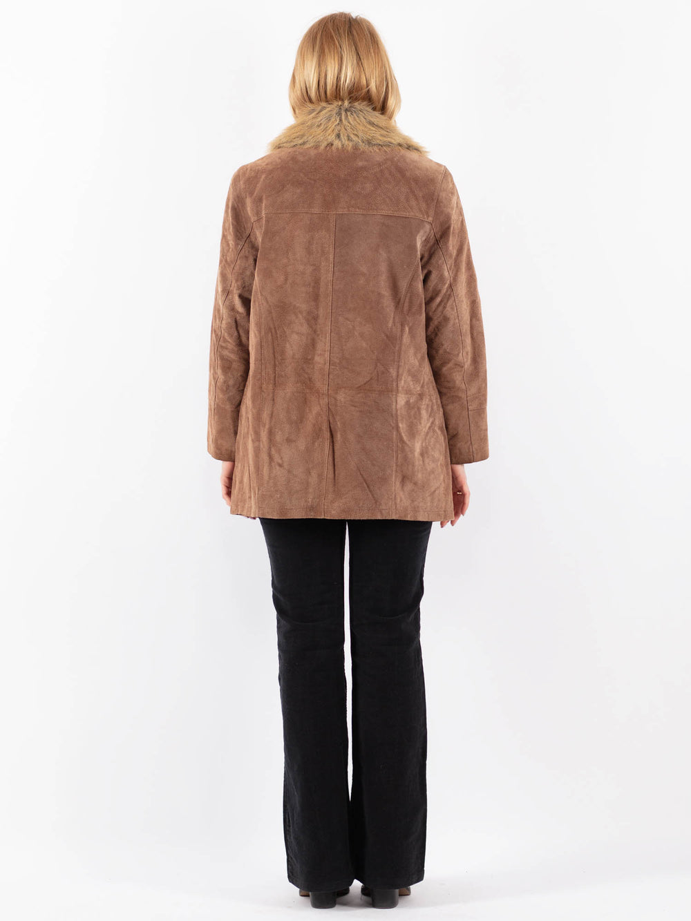 Vintage 90's Women Suede Sherpa Coat in BeigeV9712