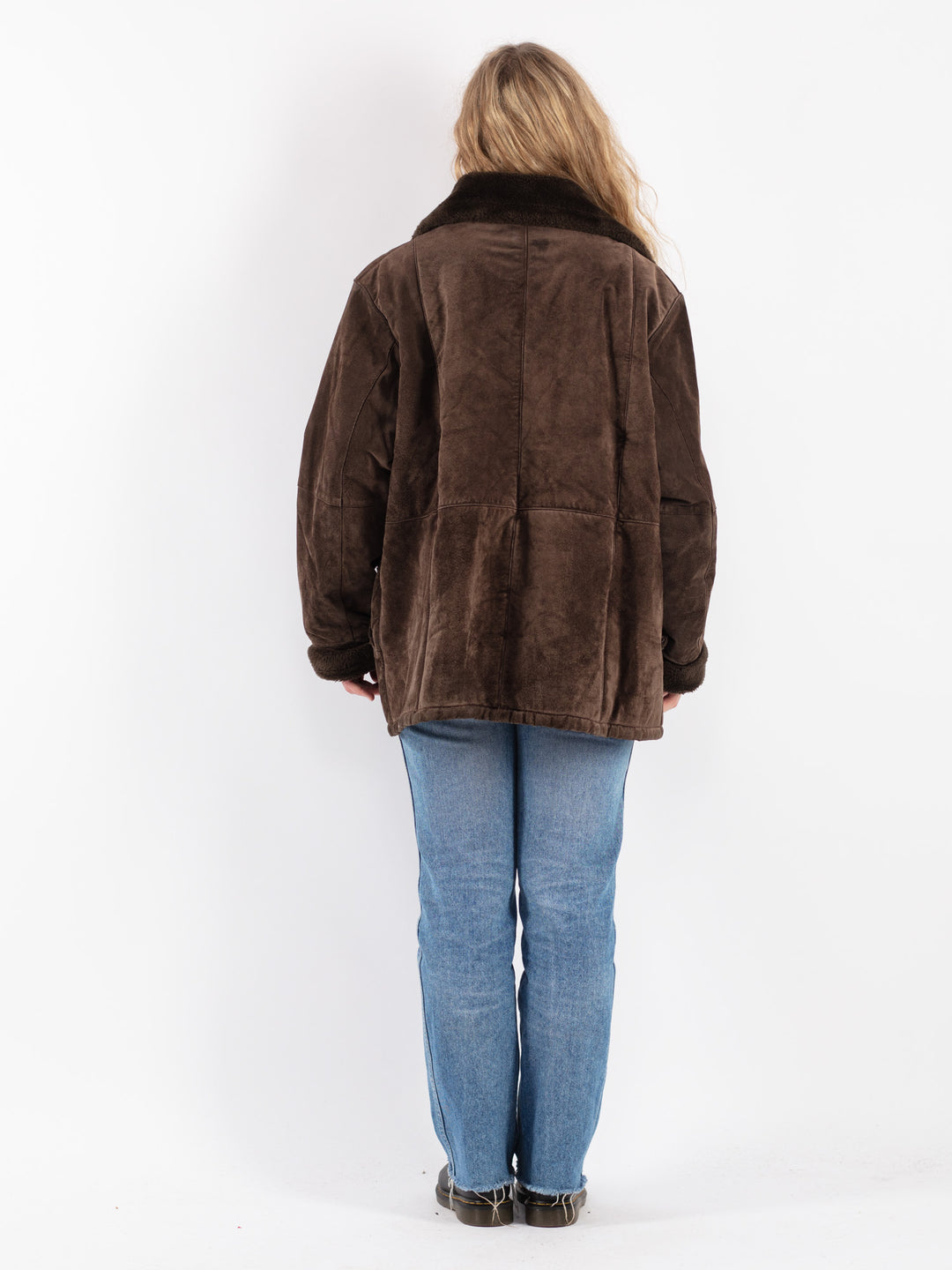 Vintage 90's Women Suede Sherpa Coat in BrownV9100
