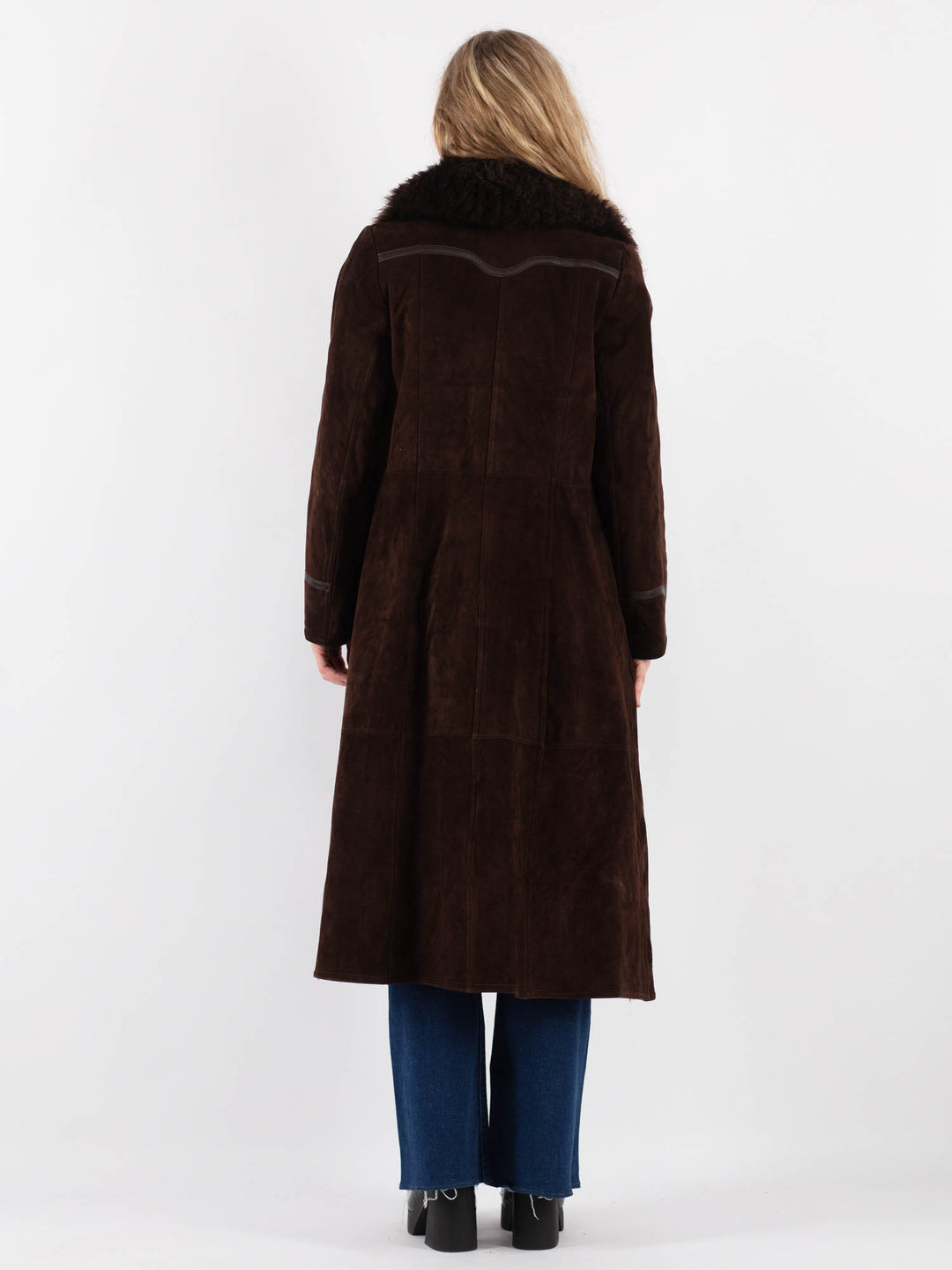 Vintage 90's Women Suede Sherpa Coat in BrownV9409