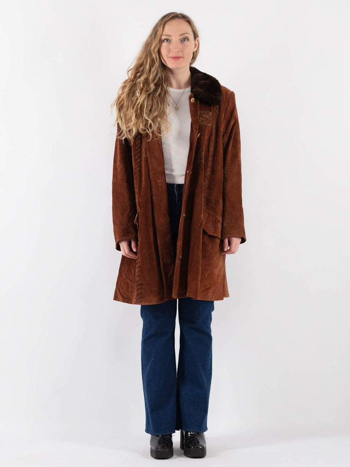 Vintage 90's Women Suede Sherpa in BrownV9410