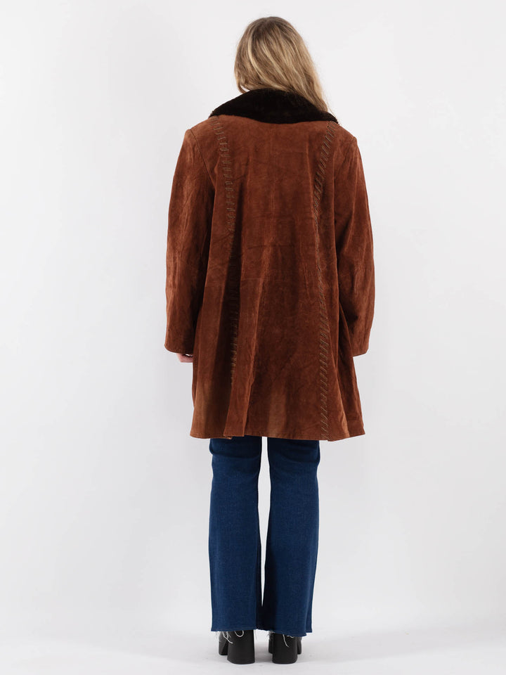 Vintage 90's Women Suede Sherpa in BrownV9410