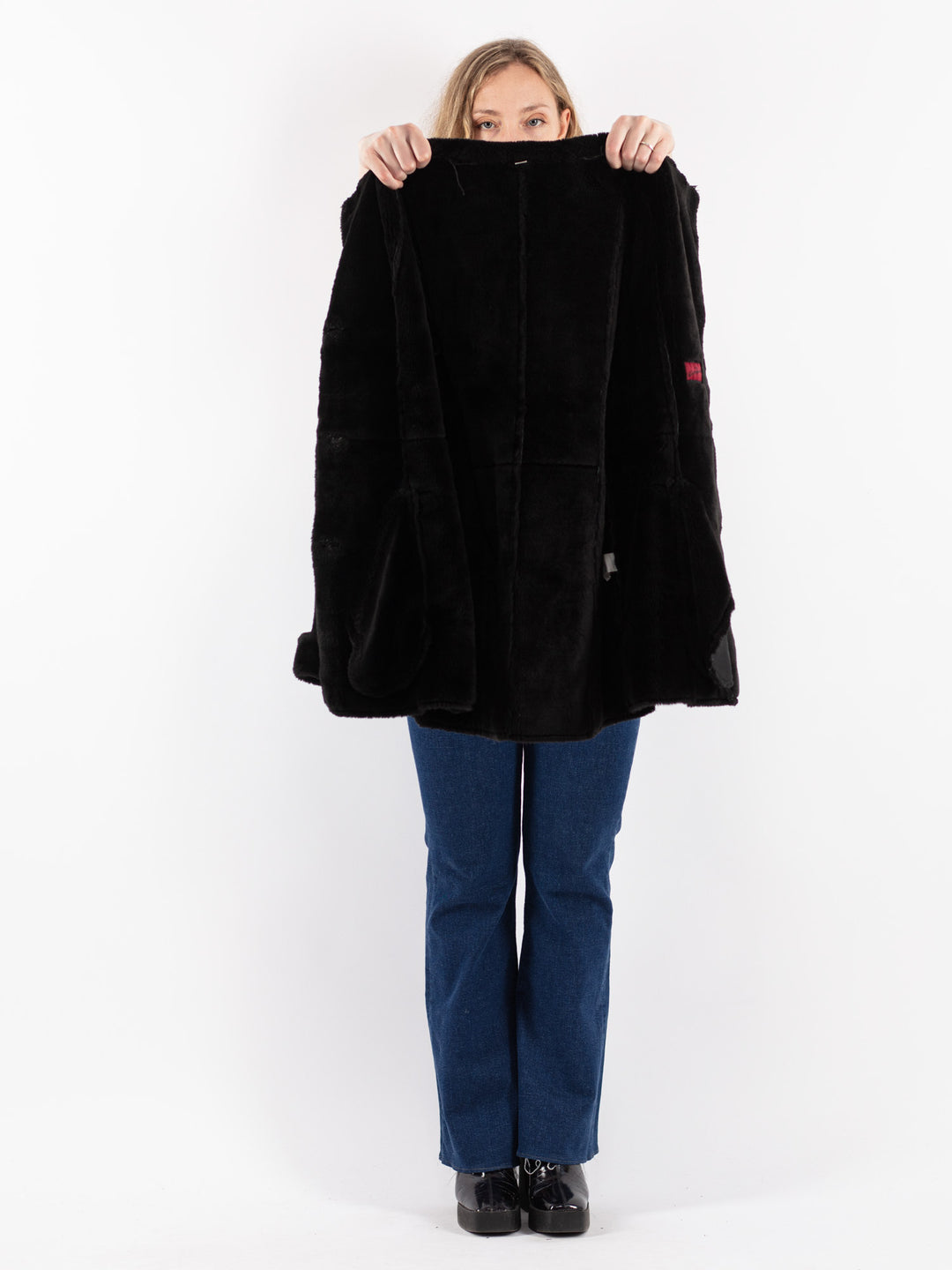 Vintage 90's Women Suede Sherpa in Black