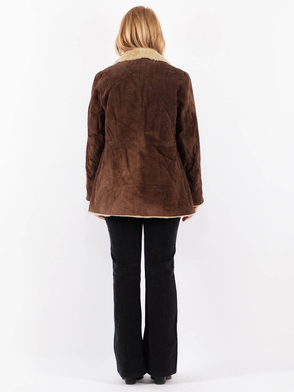 Vintage 90's Women Suede Sherpa Coat in BrownV9723