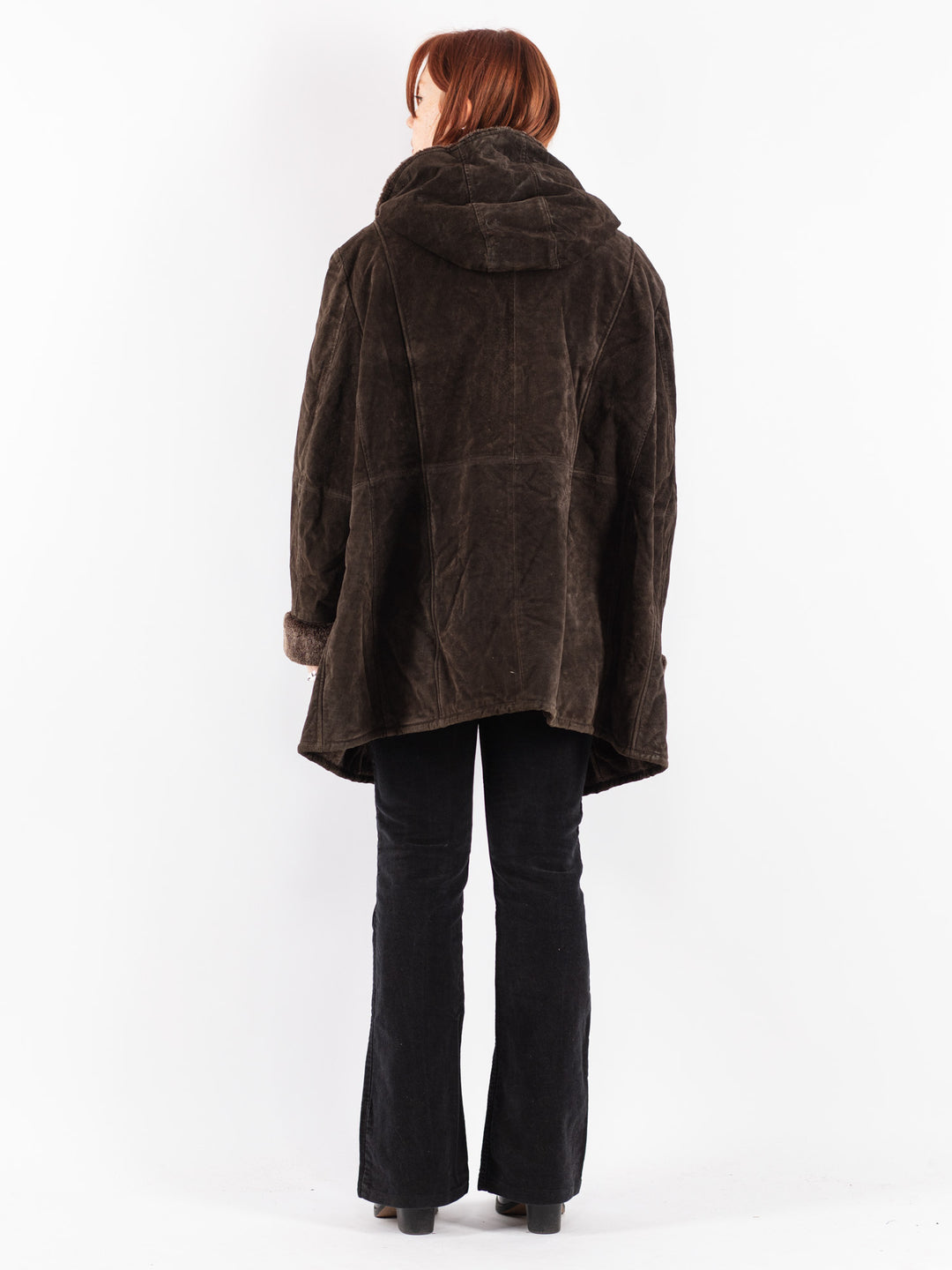 Vintage 90's Women Suede Sherpa Coat in Brown