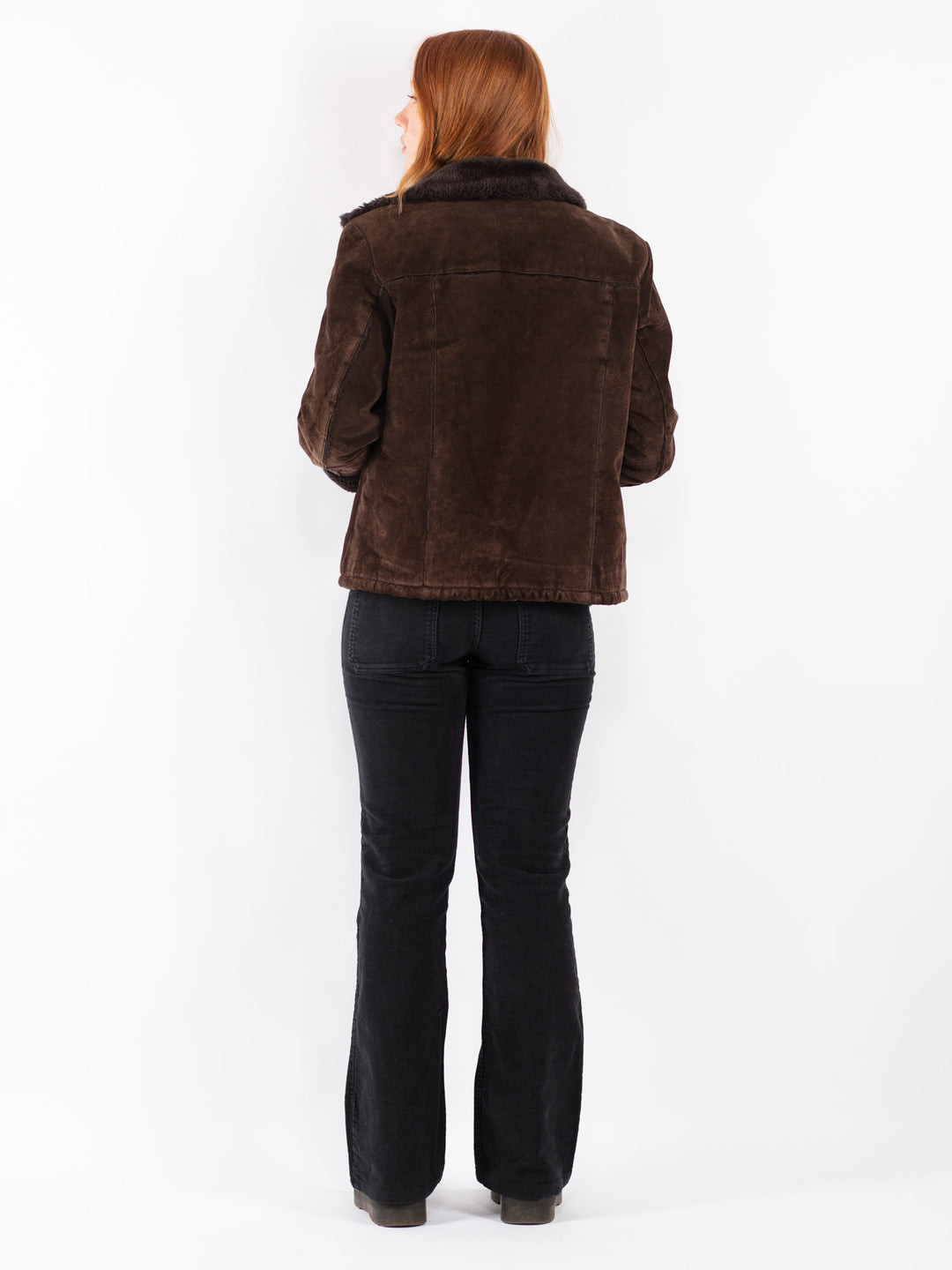Vintage 90's Women Suede Sherpa Jacket in Brown