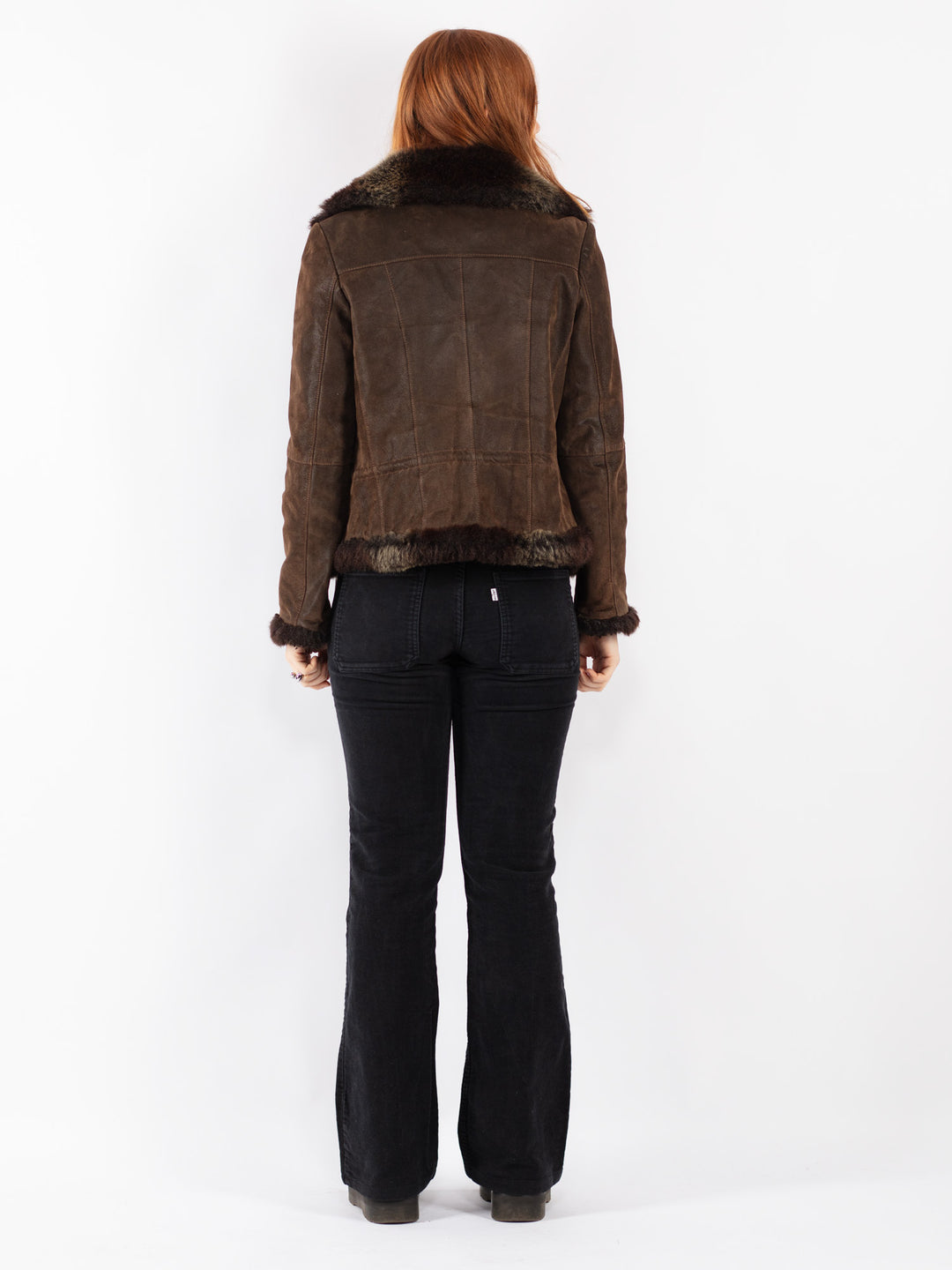 Vintage 90's Women Suede Sherpa Jacket in Brown
