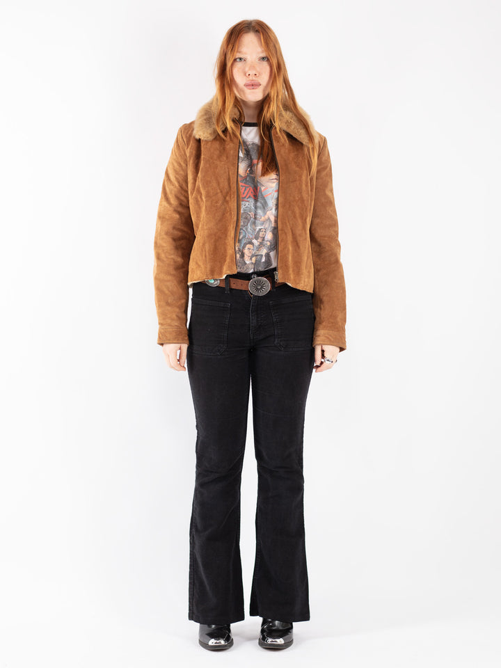 Vintage 90's Women Suede Sherpa in Brown