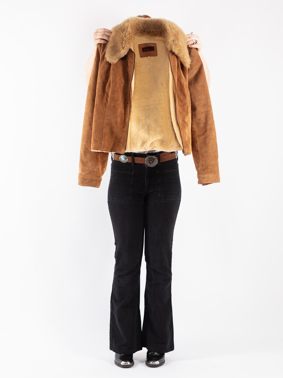 Vintage 90's Women Suede Sherpa in Brown