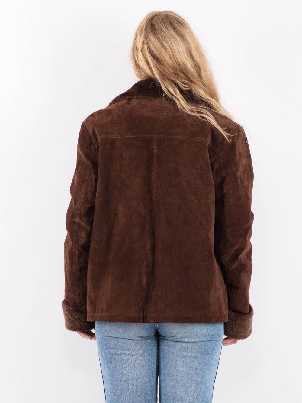 Vintage 90's Women Suede Sherpa Jacket in BrownV9490