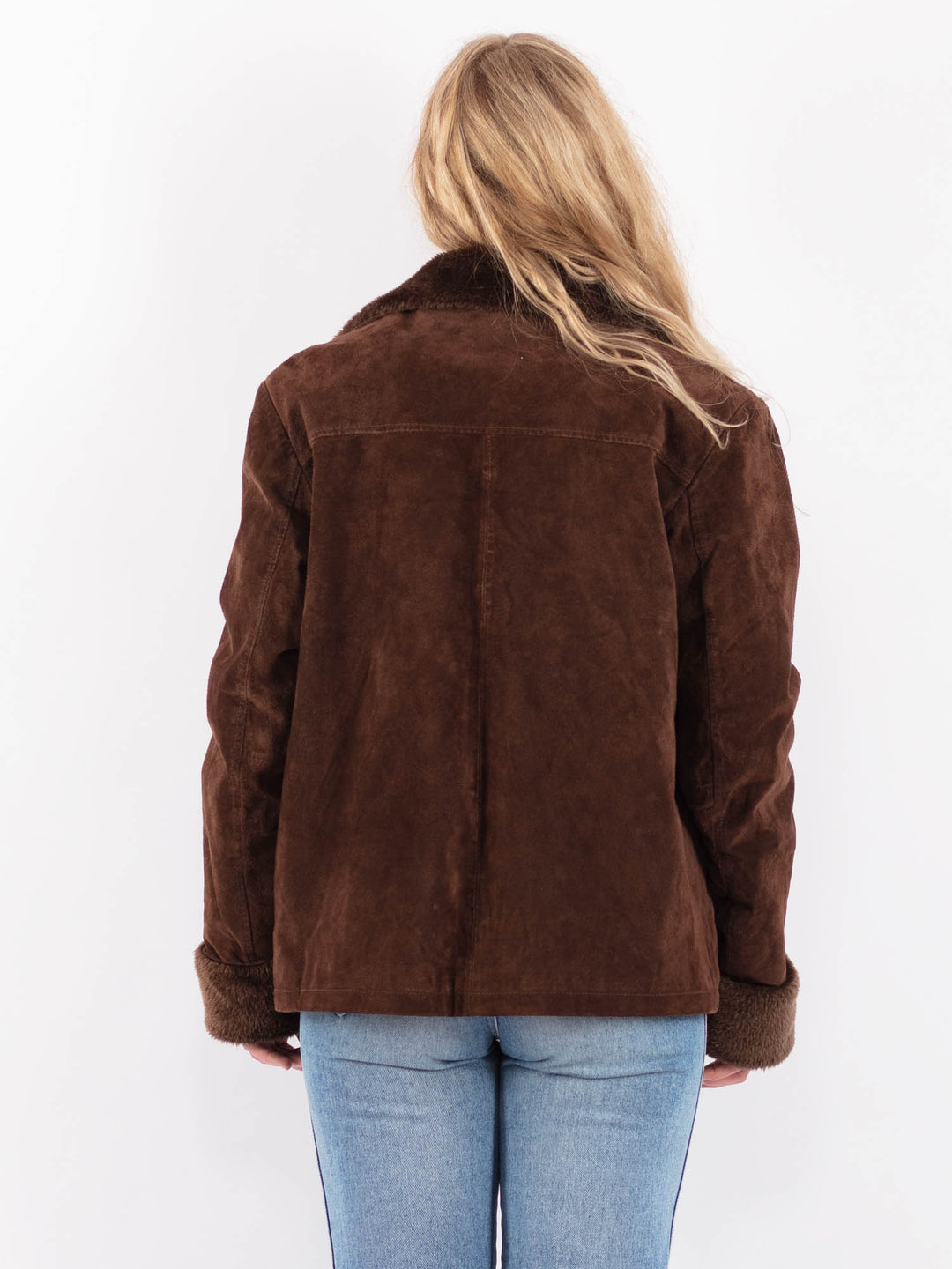 Vintage 90's Women Suede Sherpa Jacket in BrownV9490