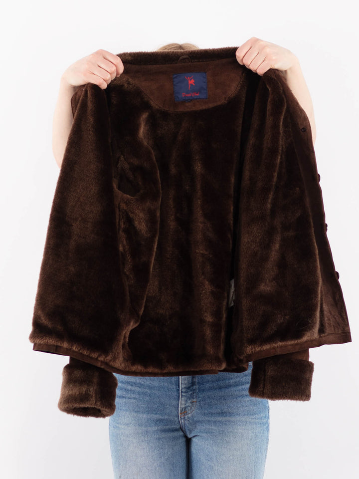 Vintage 90's Women Suede Sherpa Jacket in BrownV9490