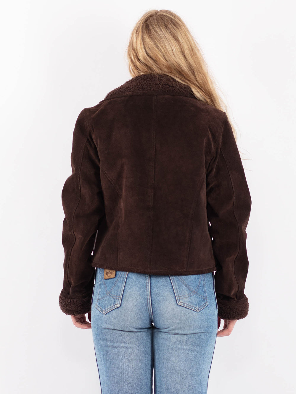 Vintage 90's Women Suede Sherpa Jacket in BrownV9492