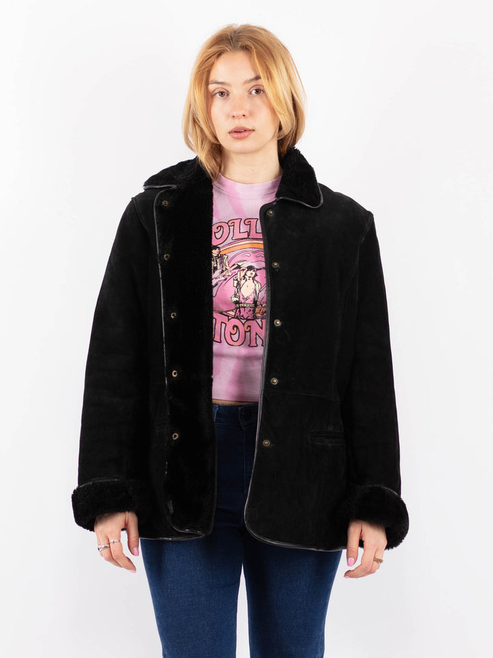 Vintage 90's Women Suede Sherpa in BlackV9573