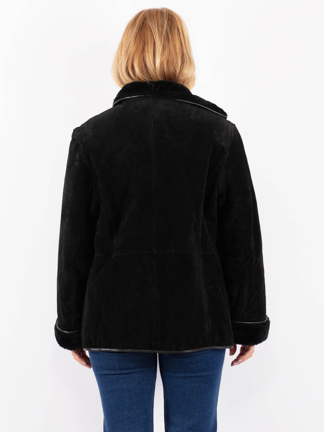 Vintage 90's Women Suede Sherpa in BlackV9573