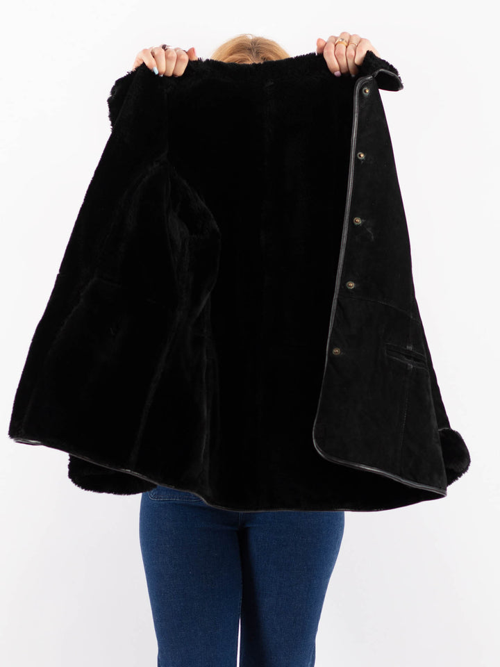 Vintage 90's Women Suede Sherpa in BlackV9573