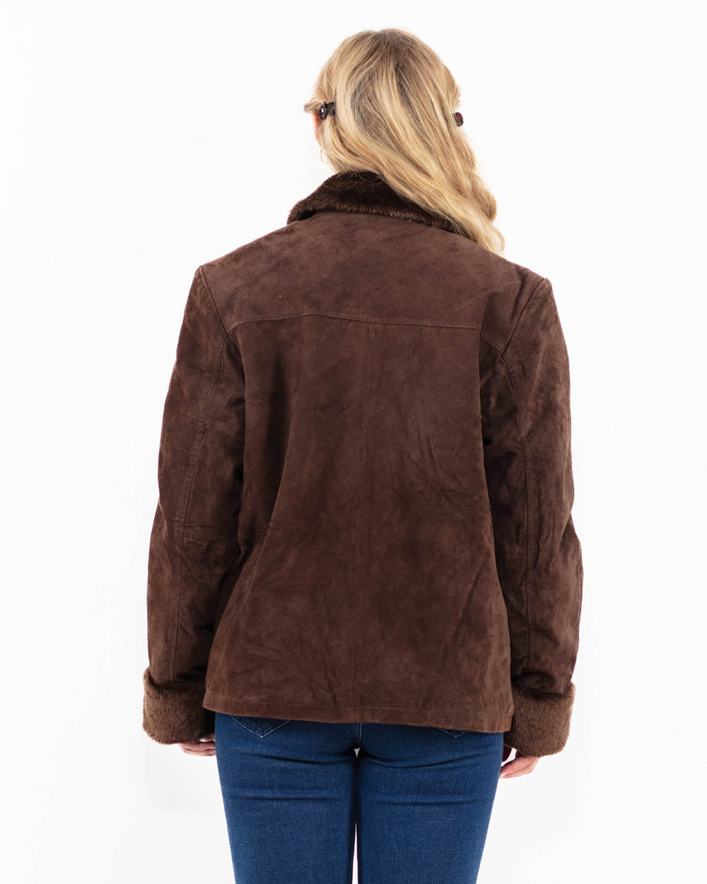 Vintage 90's Women Suede Sherpa Jacket in BrownA0029