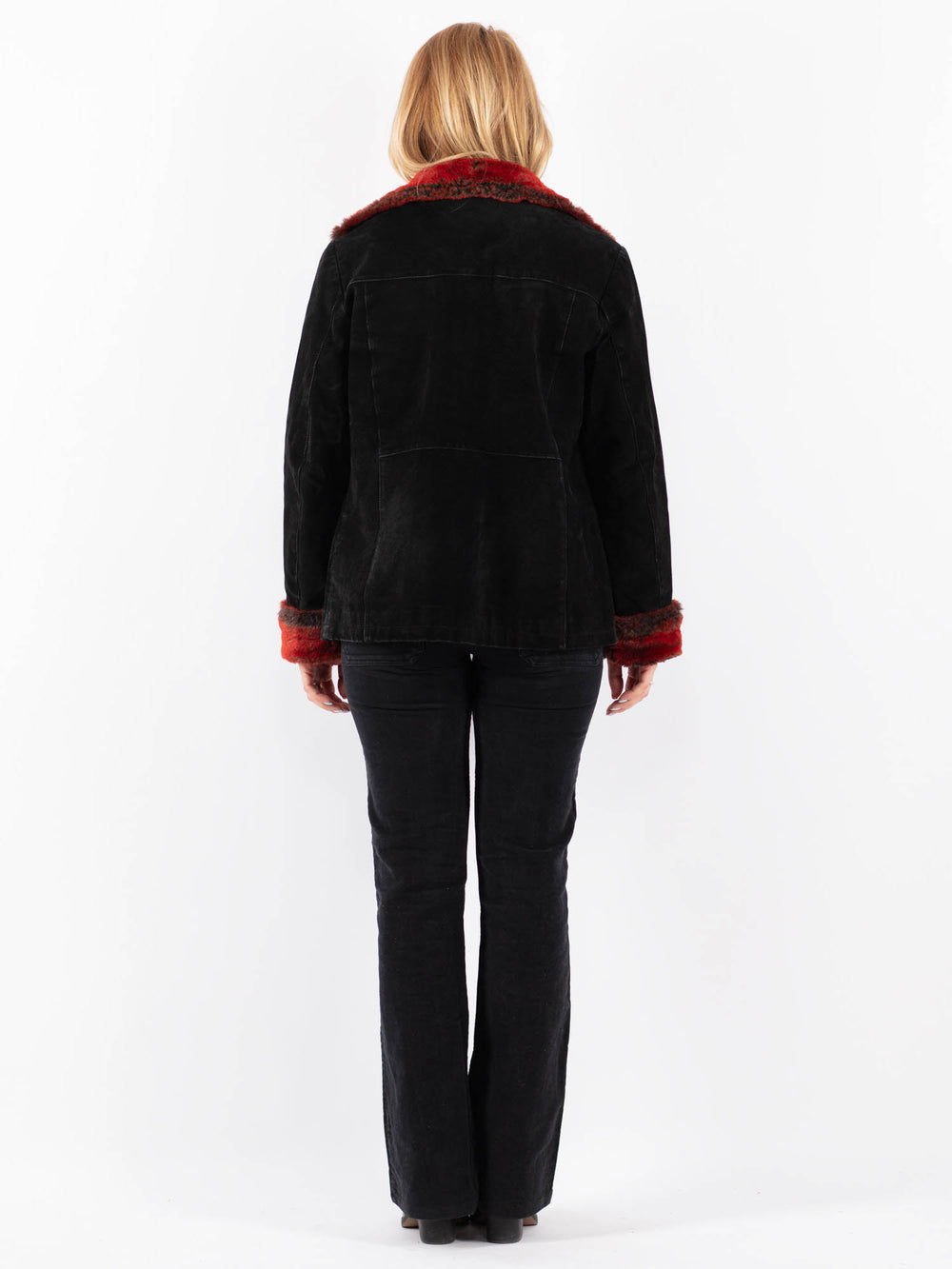 Vintage 90's Women Suede Sherpa Jacket in BlackV9685