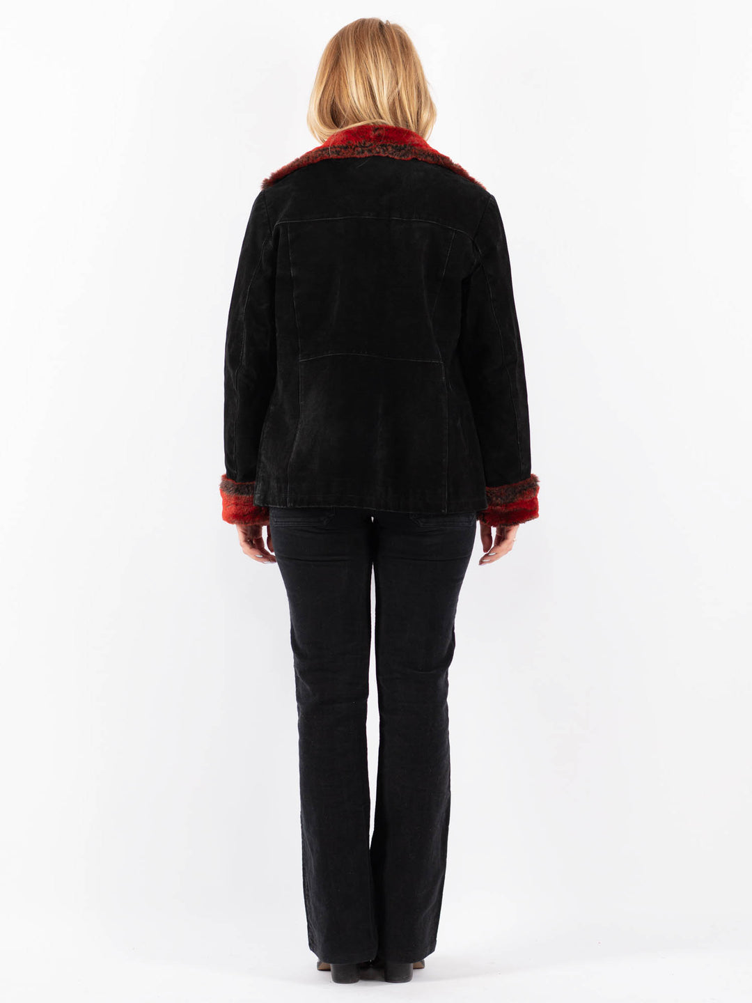 Vintage 90's Women Suede Sherpa Jacket in BlackV9685