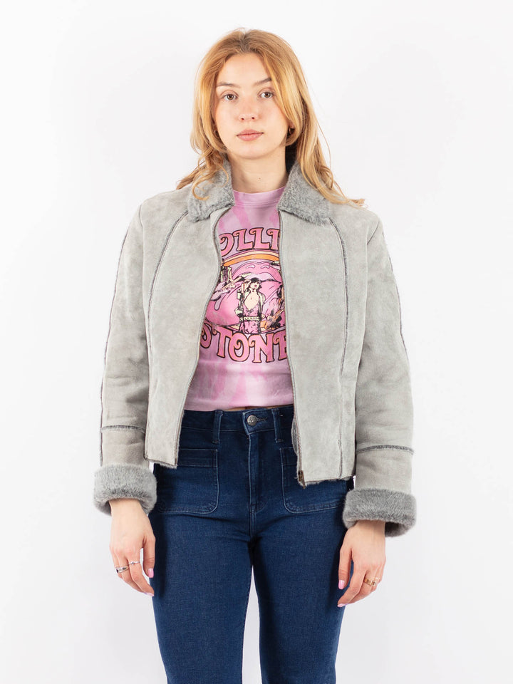 Vintage 90's Women Suede Sherpa in GrayV9598