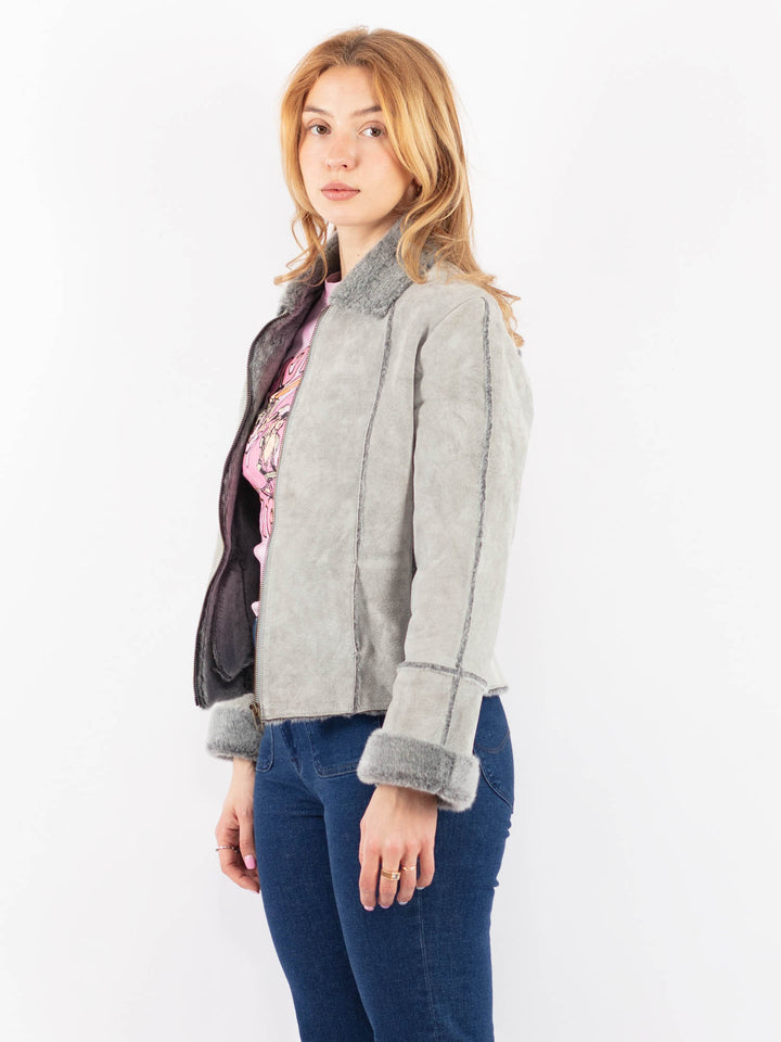 Vintage 90's Women Suede Sherpa in GrayV9598