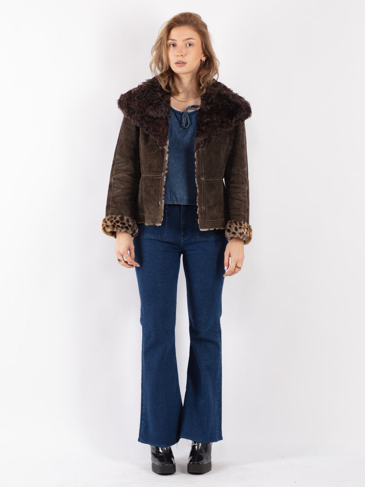 Vintage 90's Women Suede Sherpa Jacket in
