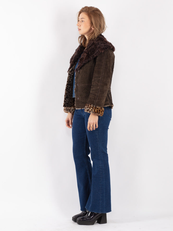 Vintage 90's Women Suede Sherpa Jacket in