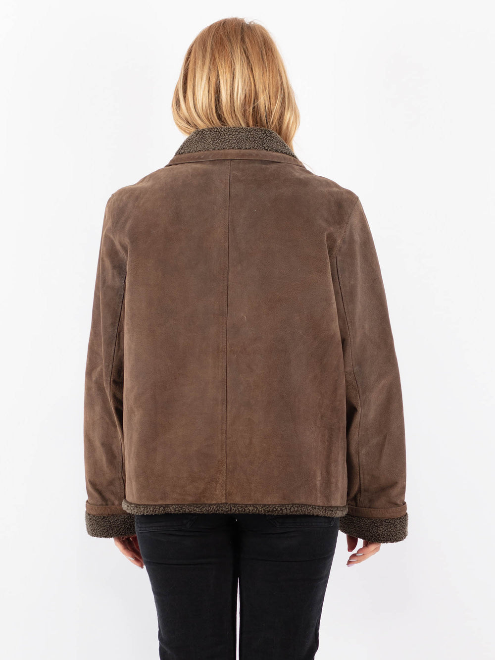 Vintage 90's Women Suede Sherpa Jacket in BrownV9715