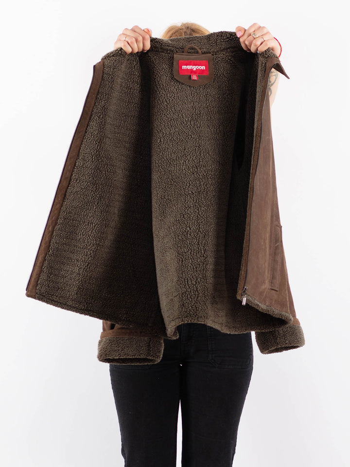 Vintage 90's Women Suede Sherpa Jacket in BrownV9715
