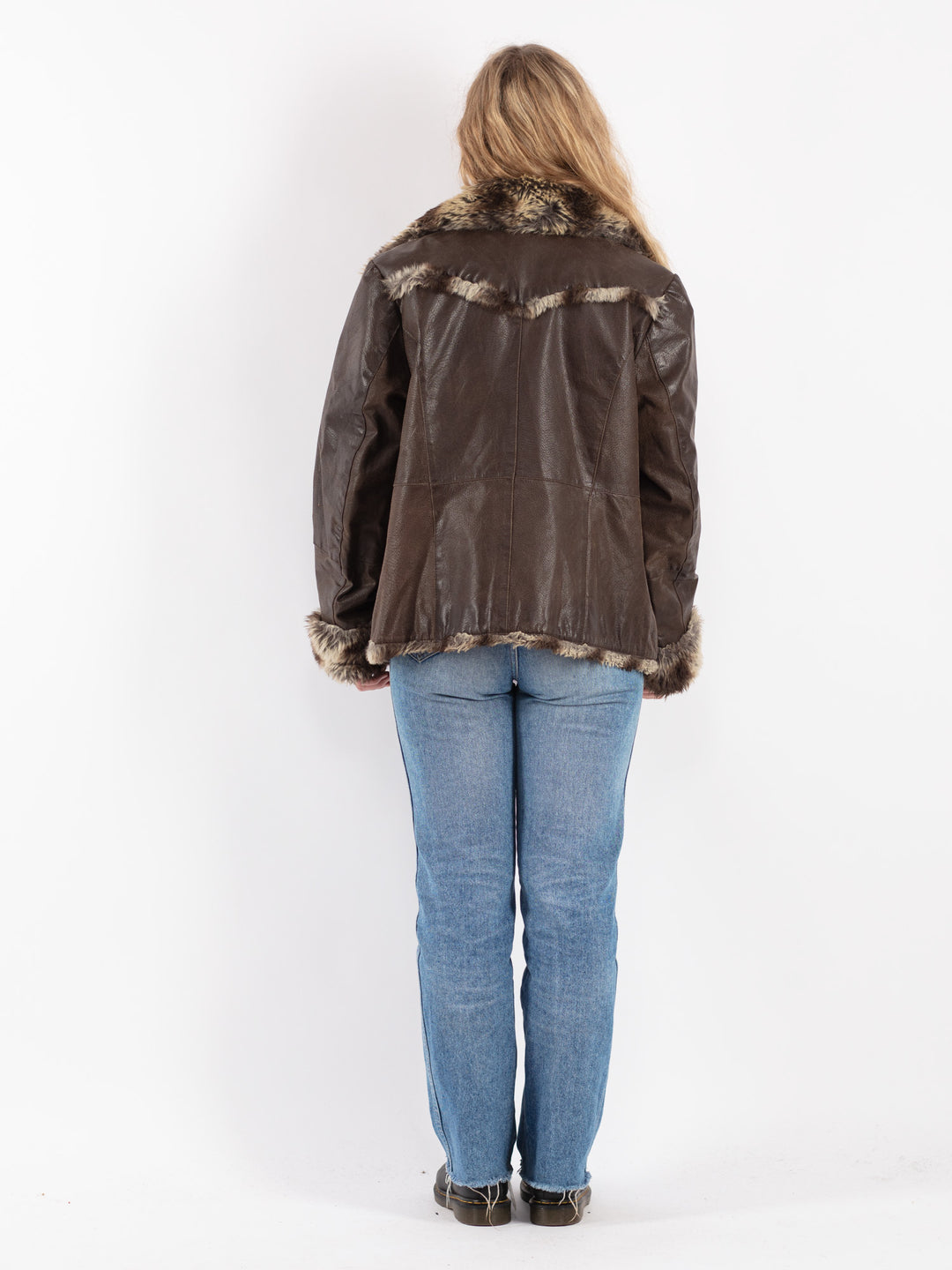 Vintage 90's Women Suede Sherpa Jacket in Brown