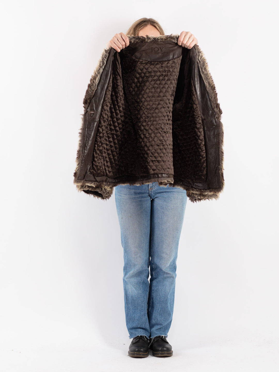 Vintage 90's Women Suede Sherpa Jacket in Brown