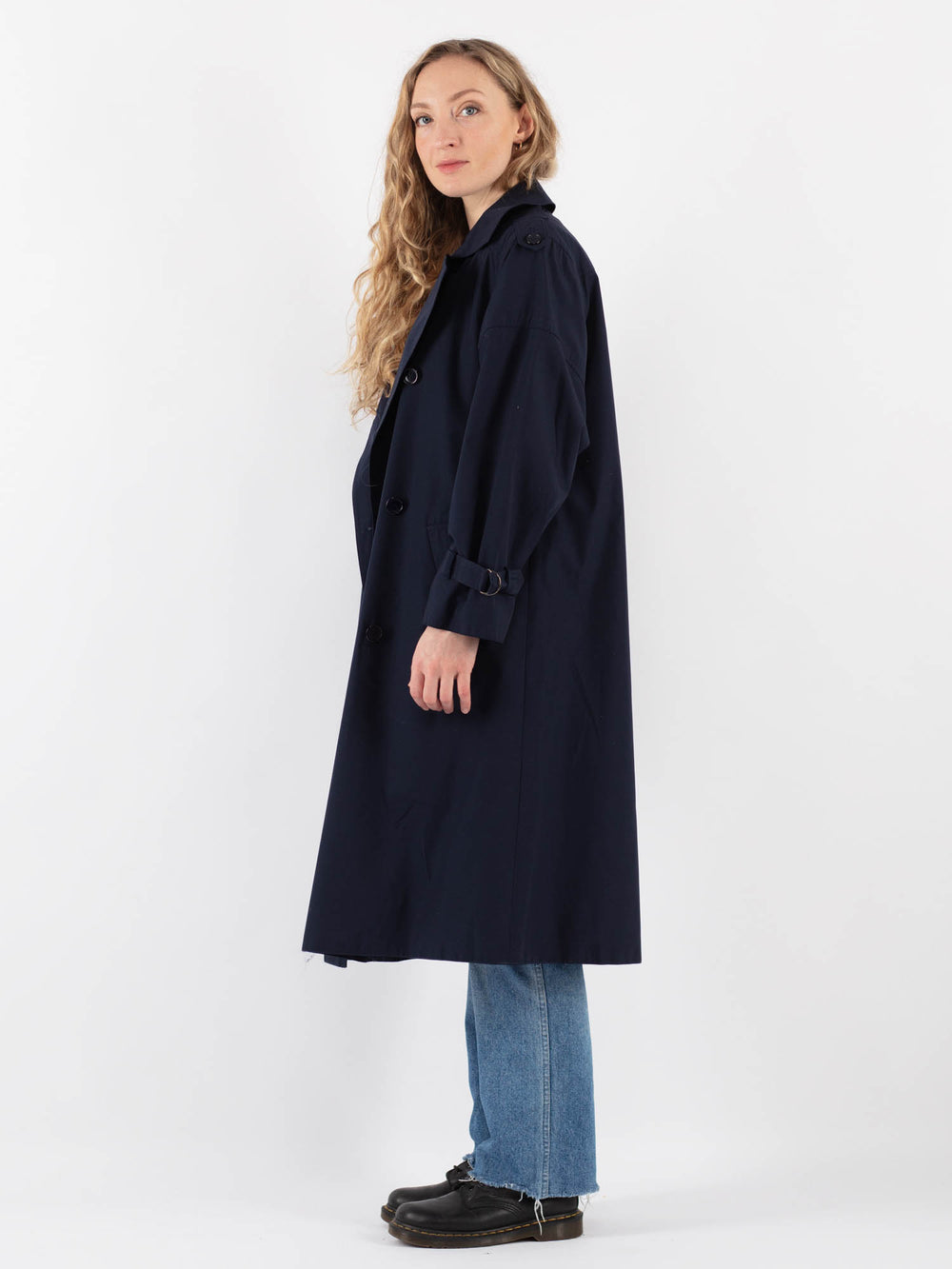 Vintage 90's Women Trench Coat in Blue