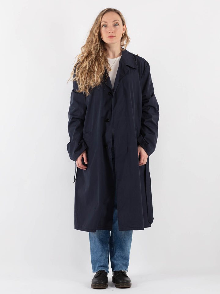 Vintage 90's Women Trench Coat in Blue